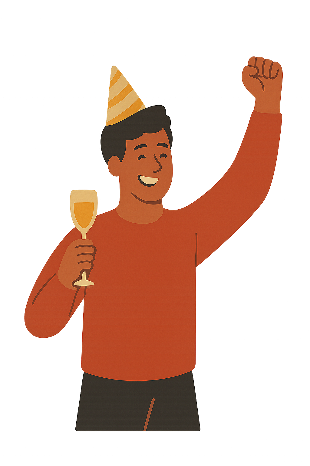 Man with party hat and drink